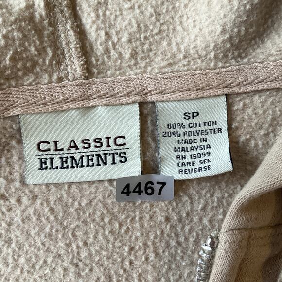 Classic Elements Women Hoodie Jacket Size SP Beige Fleece Zipper Long Sleeve - Picture 2 of 8
